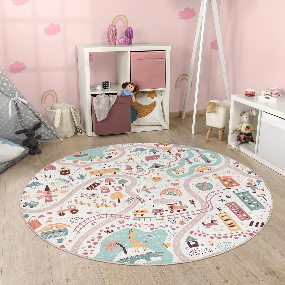 Dziecięcy dywan do zabawy odpowiedni do prania ø100 cm Furry World – Mila Home (zdjęcie 6)