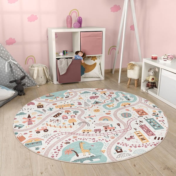Dziecięcy dywan do zabawy odpowiedni do prania ø100 cm Furry World – Mila Home-image-4