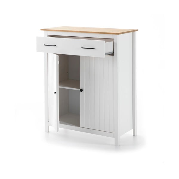 Biała wysoka komoda z litego drewna sosnowego 90x110 cm Miranda – Marckeric-image-3