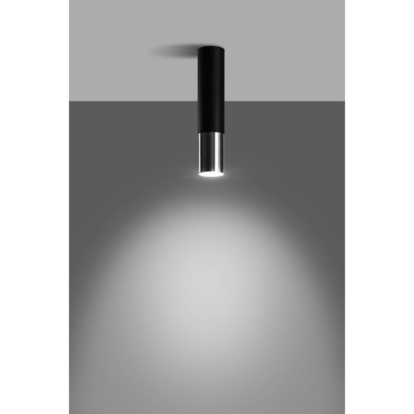 Metalowa lampa sufitowa w czarno-srebrnym kolorze ø 6 cm Longbot – Sollux-image-1