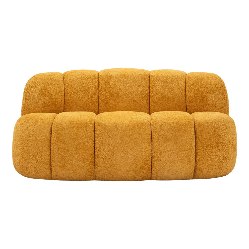 Musztardowa sofa z materiału bouclé 145 cm Ball – Mauro Ferretti