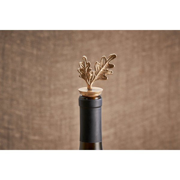 Zatyczka do wina z korka i mosiądzu Nkuku Oak Leaf-image-1