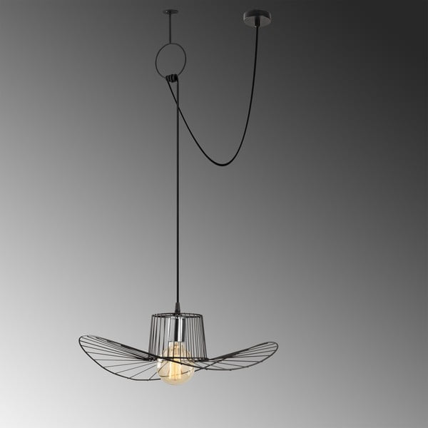 Czarna lampa wisząca z metalowym kloszem ø 50 cm Tel – Opviq lights-image-1