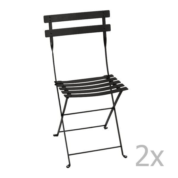 Zestaw 2 czarnych krzeseł składanych Fermob Bistro