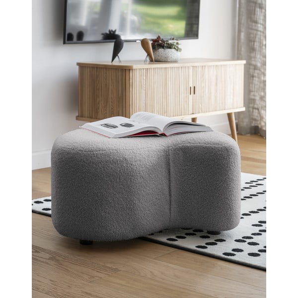 Szary puf z przędzy pętelkowej Bouclé Miuf – Miuform-image-1