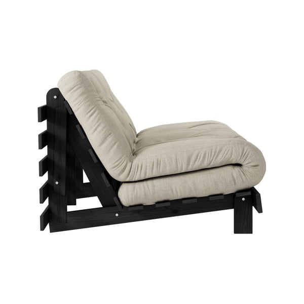 Sofa rozkładana z lnianym obiciem Karup Design Roots Black/Linen-image-4