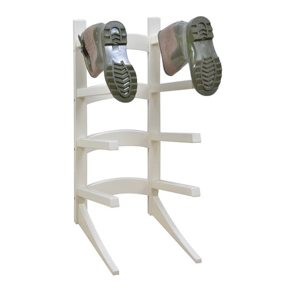 Biały stojak na 4 pary butów z drewna sosnowego Esschert Design Wellies