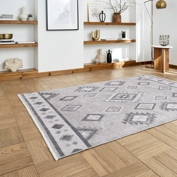Szary chodnik z mieszanki bawełny odpowiedni do prania 60x170 cm Whisper – Think Rugs-image-2