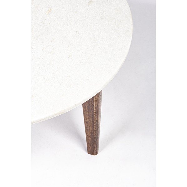 Biały/w naturalnym kolorze okrągły stolik z marmurowym blatem ø 60 cm Sylvester – Bizzotto-image-3