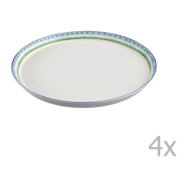 Komplet 4 talerzy porcelanowych na pizzę Oilily 31 cm, zielony