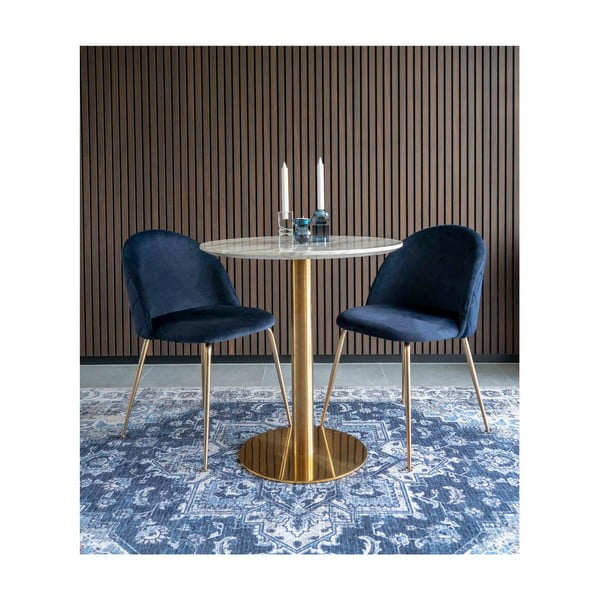 Okrągły stół z blatem w dekorze marmuru ø 70 cm Bolzano – House Nordic-image-4