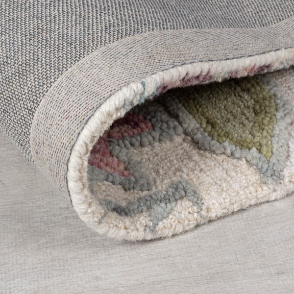 Kremowy wełniany dywan tkany ręcznie 160x230 cm Tania Floral – Flair Rugs-image-3