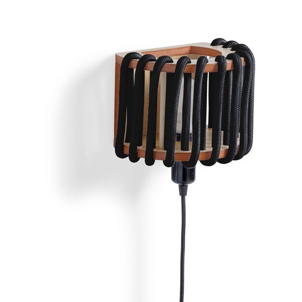 Czarny kinkiet z drewnianą konstrukcją EMKO Macaron, dł. 20 cm-image-2