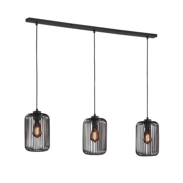 Czarna lampa wisząca z metalowym kloszem Cage – Fischer & Honsel