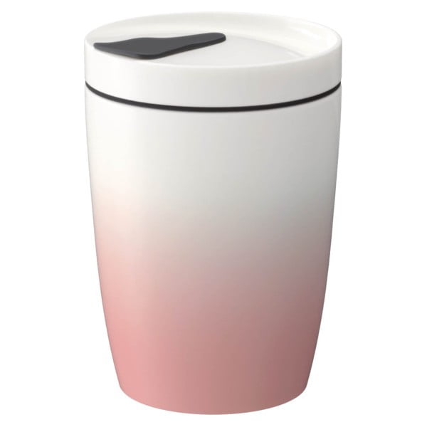Różowo-biały porcelanowy kubek podróżny Villeroy & Boch Like To Go, 290 ml