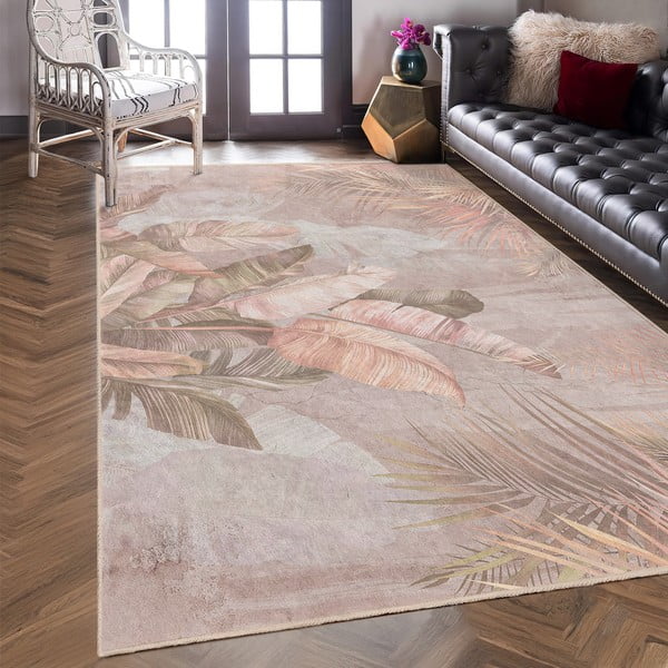 Beżowy chodnik odpowiedni do prania 80x200 cm Dusty Leaves – Mila Home-image-2