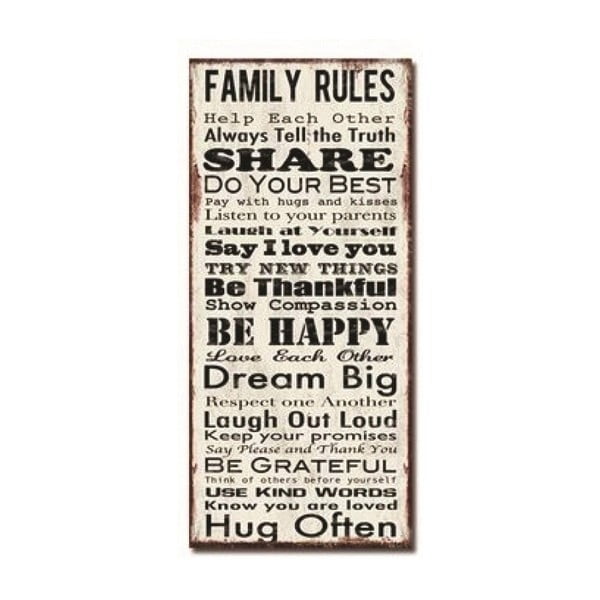 Drewniana tablica Family Rules