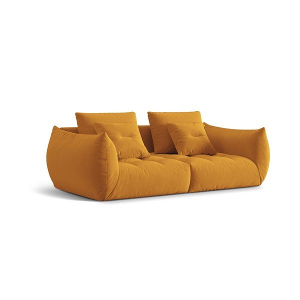 Żółta aksamitna sofa 232 cm Bloom – Micadoni -image-2