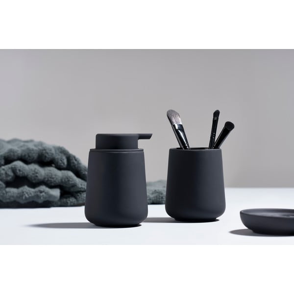 Czarny porcelanowy kubek na szczoteczki do zębów Nova One − Zone-image-1
