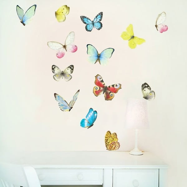 Naklejka wielokrotnego użytku Watercolor Butterflies M