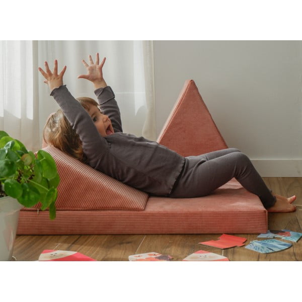 Jasnoróżowy sztruksowy piankowy plac zabaw 75x41x7 cm Bloque Montessori – Little Nice Things-image-1