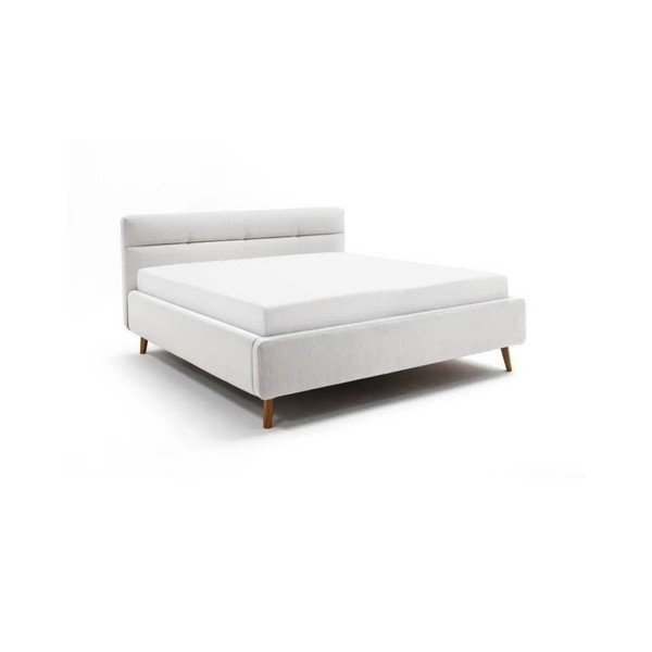 Jasnoszare tapicerowane łóżko dwuosobowe ze schowkiem ze stelażem 160x200 cm Lotte – Meise Möbel