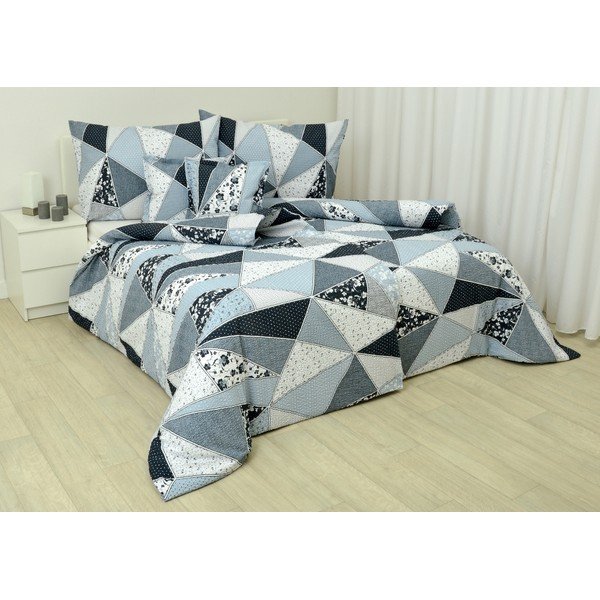 Biało-niebieska pościel dwuosobowa z kory 200x220 cm Triangle 