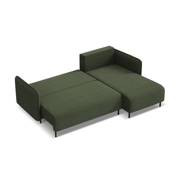 Zielony rozkładany/ze schowkiem narożnik (prawostronny) Luana – Makamii-image-2