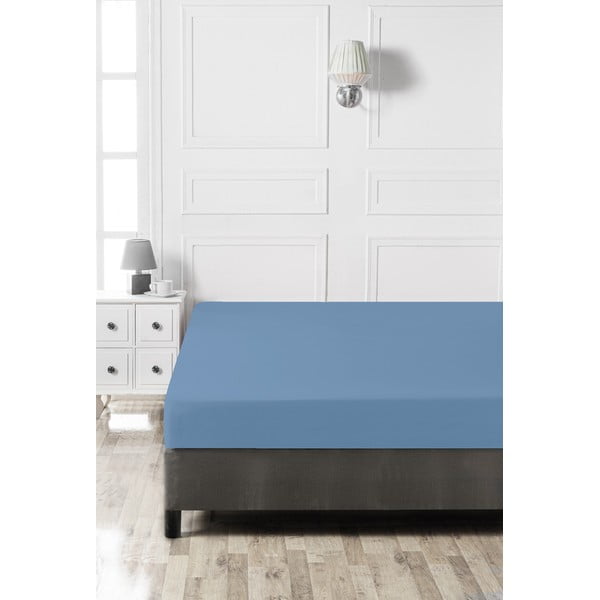 Niebieskie bawełniane prześcieradło z gumką 140x200 cm – Mijolnir-image-2