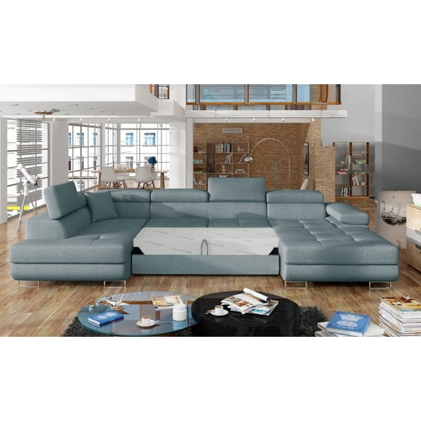 Jasnoniebieski rozkładany/ze schowkiem narożnik (lewostronny/w kształcie litery U) Rodrigo – ELTAP-image-2