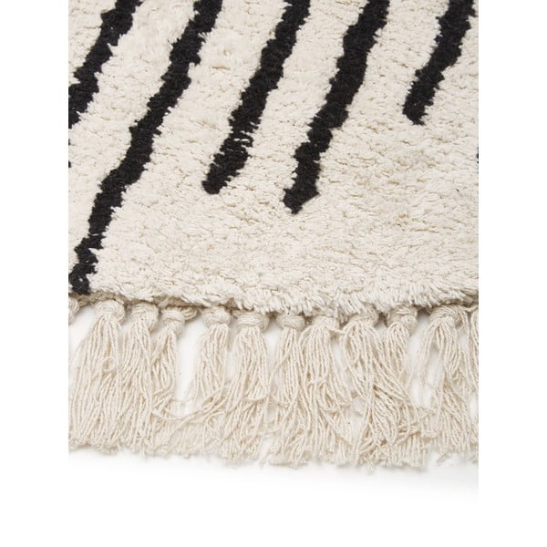 Beżowo-czarny ręcznie tkany bawełniany dywan Westwing Collection Fini, ø 150 cm-image-4