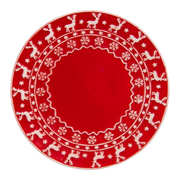 Czerwony talerz Clayre & Eef Christmas Time, Ø 21 cm-image-2