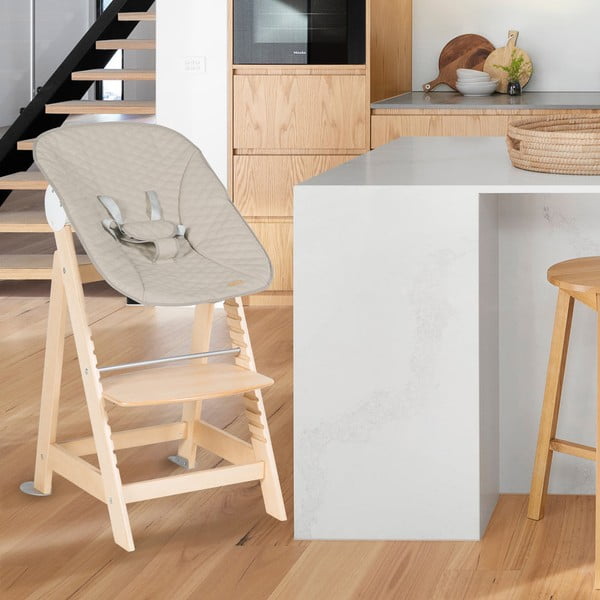 Beżowo-naturalne krzesełko do karmienia Born Up 2in1 Luxe – Roba-image-1