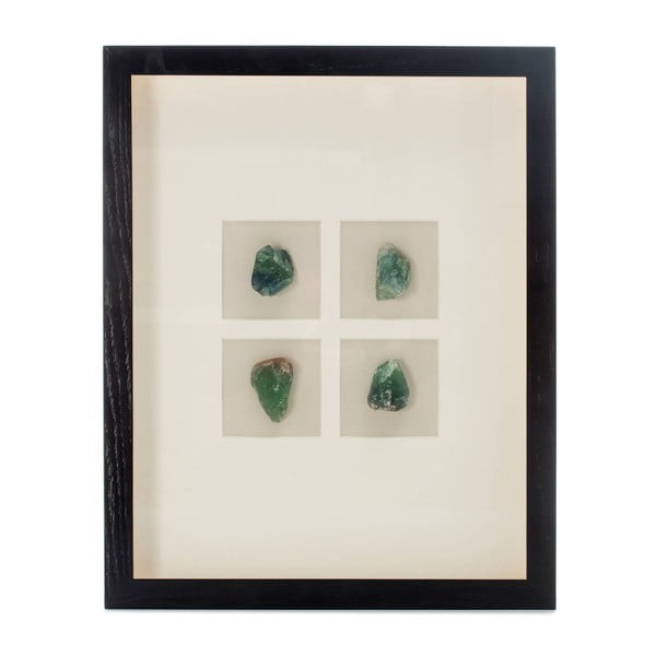 Dekoracja w ramie z 4 zielonymi minerałami Vivorum Mineral, 51,5x41,5 cm