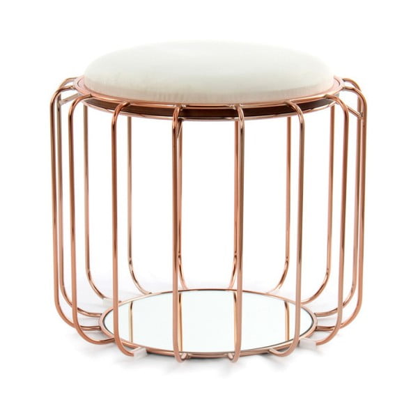 Beżowy stolik/puf z konstrukcją w złotym kolorze 360 Living Canny, ⌀ 50 cm