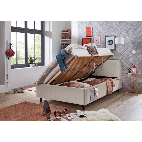 Beżowe łóżko dziecięce ze schowkiem ze stelażem 120x200 cm Cosy – Meise Möbel-image-2