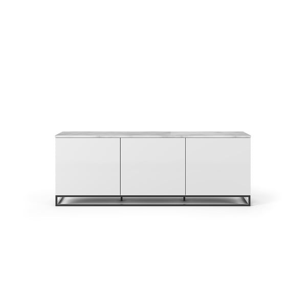 Biała szafka pod TV z białym blatem i czarnymi nogami TemaHome Join, 180x65 cm
