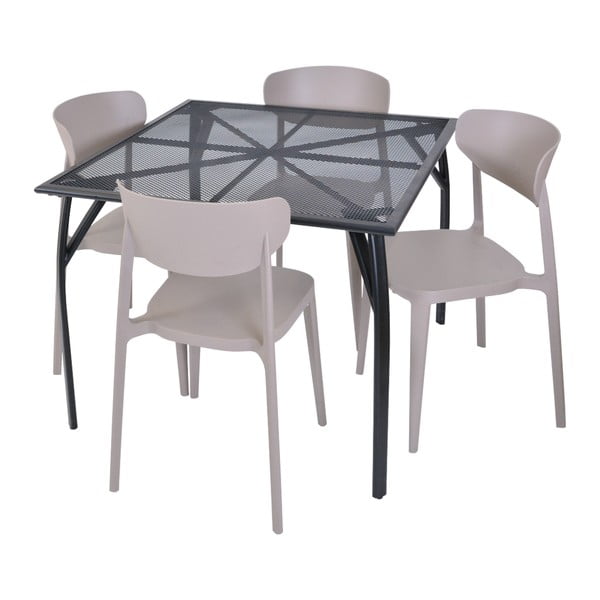 Jasnobrązowe plastikowe krzesło ogrodowe Mare – Rojaplast-image-3