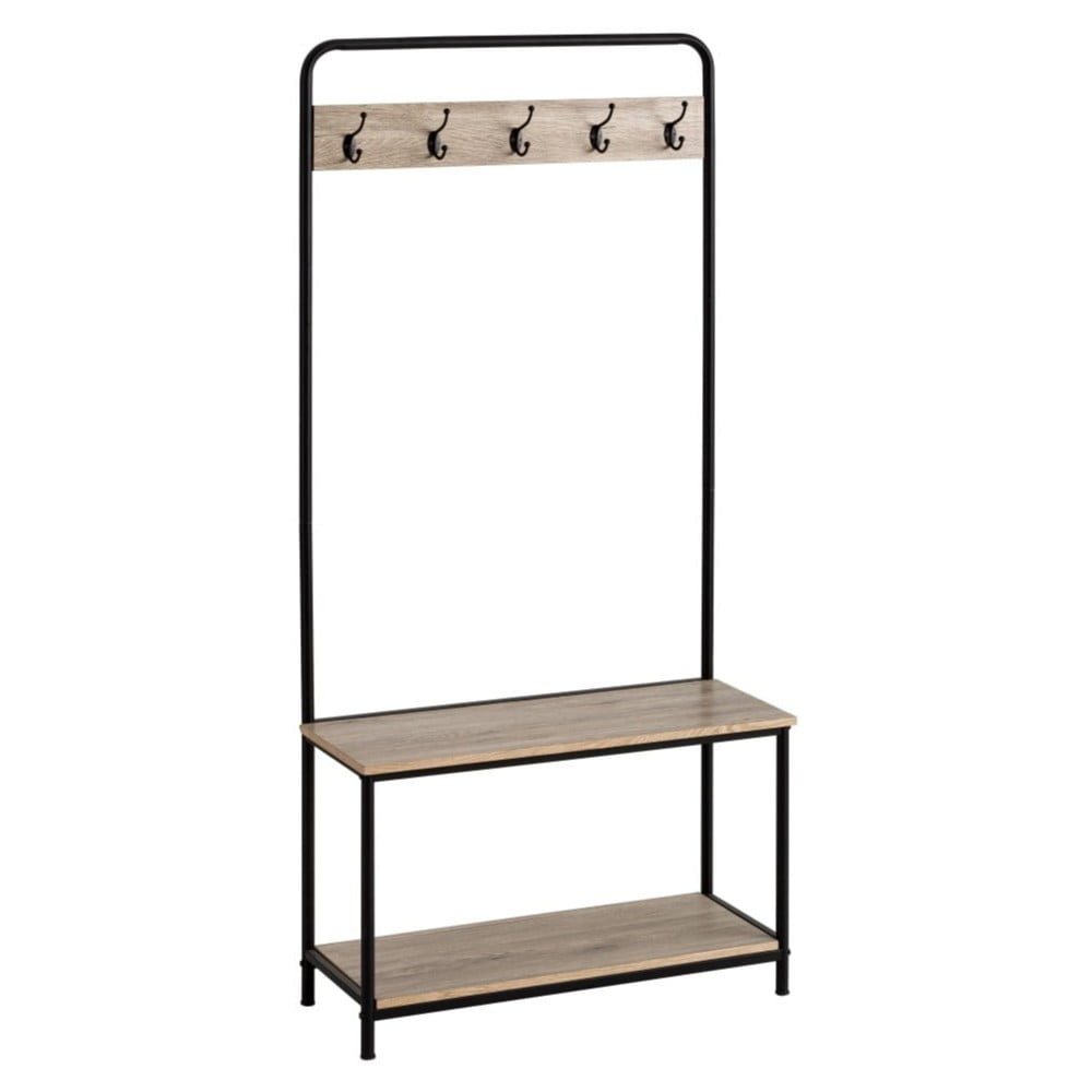 Czarny zestaw do przedpokoju w dekorze dębu – Casa Selección