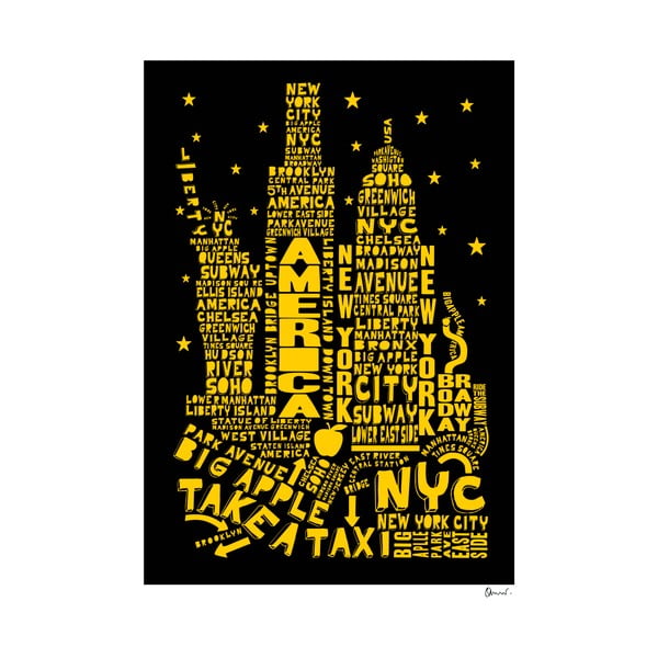 Plakat New York Black&Yellow, 50x70 cm