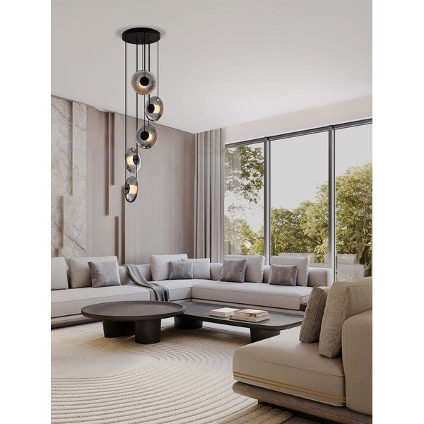 Szklana lampa wisząca LED ze ściemniaczem w kolorze matowej czerni ø 40 cm Ballet – Nova Luce-image-1