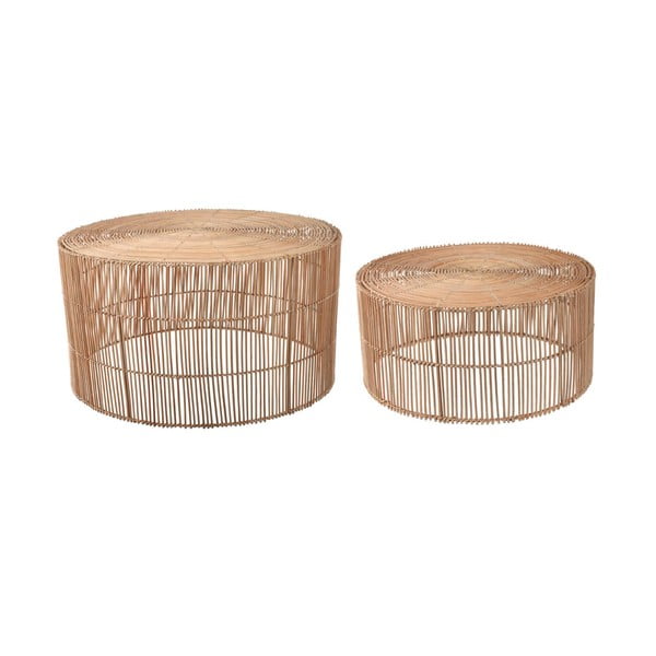 Rattanowe okrągłe stoliki w naturalnym kolorze zestaw 2 szt. ø 66 cm Elmima – Kave Home