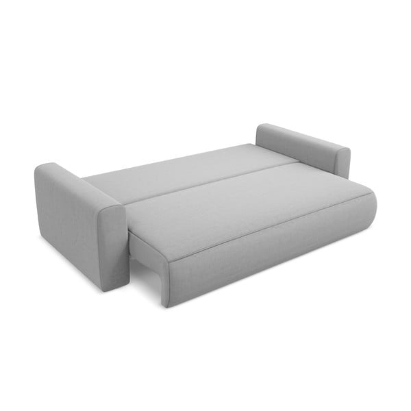 Jasnoszara aksamitna rozkładana/ze schowkiem sofa 238 cm Kapua – Makamii-image-3