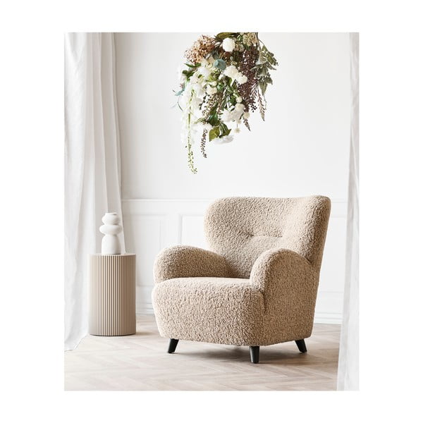 Jasnobrązowy fotel z materiału bouclé Lunaro – House Nordic-image-1