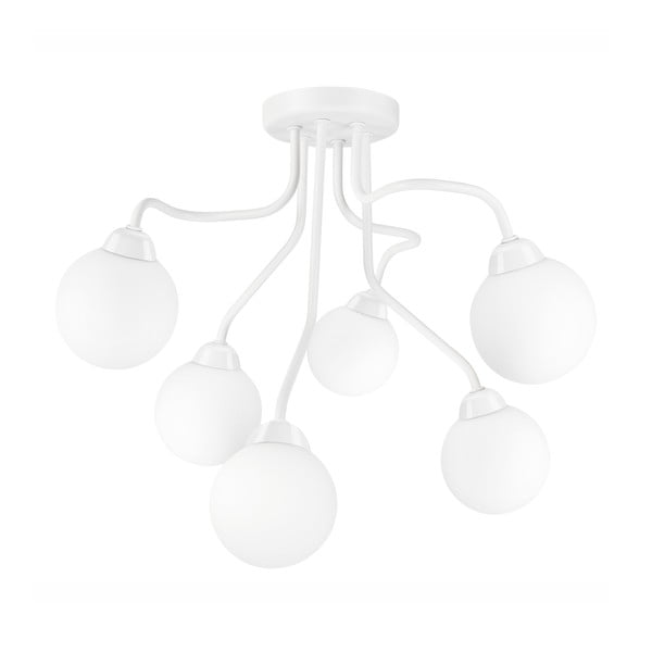 Biała lampa sufitowa ze szklanym kloszem − LAMKUR