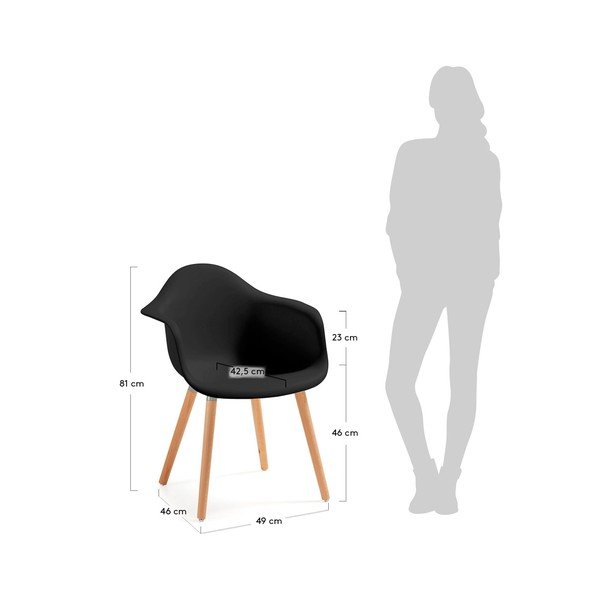 Zestaw 2 czarnych krzeseł do jadalni La Forma Kenna-image-3