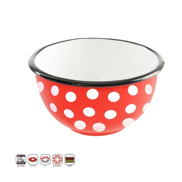 Czerwona miska emaliowana Orion Belly, ⌀ 16 cm-image-1