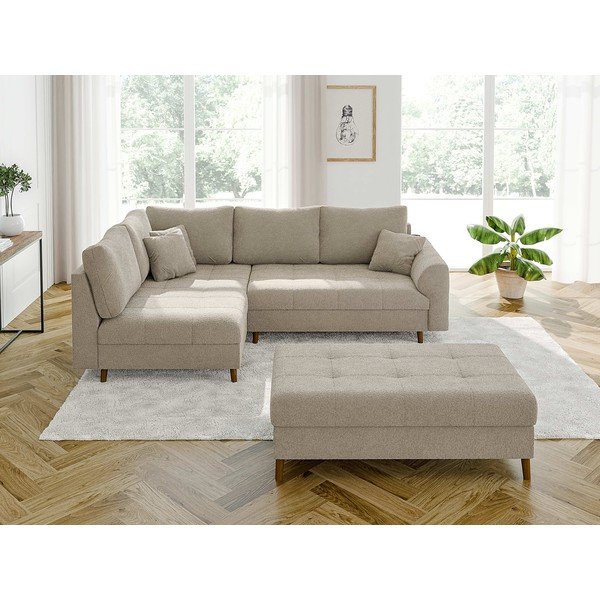 Beżowy podnóżek z materiału bouclé Ariella – Ropez-image-4