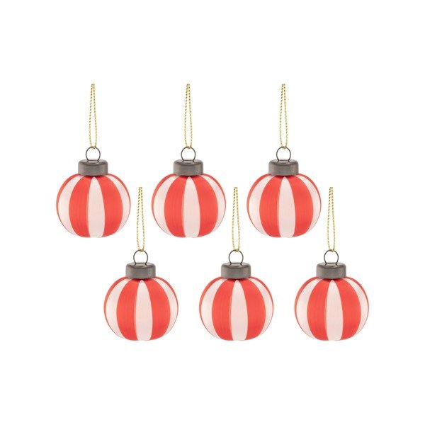 Tekstylne bombki zestaw 6 szt. 12 cm Yarn Stripe – Sass & Belle