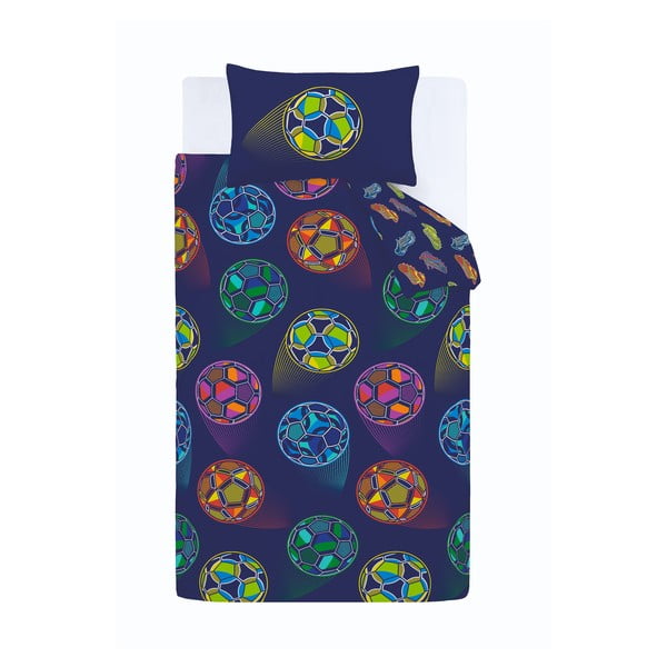 Niebieska pościel dziecięca dwuosobowa 200x200 cm Bright Football – Catherine Lansfield